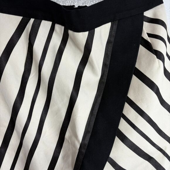 H&M Linen Blend Asymmetrical Skirt Cream and Black Stripe Size 8 - Picture 3 of 7